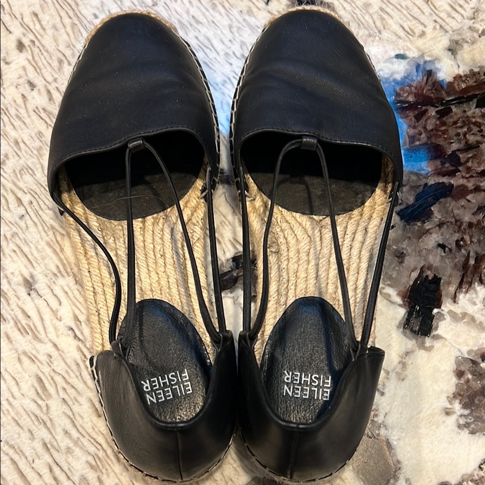 Eileen Fisher Black Espadrille Flats